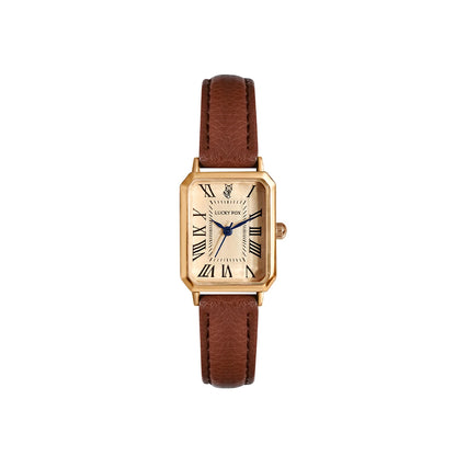 Fashion Retro Digital Dial Square Leather Strap Quartz Wristwatch