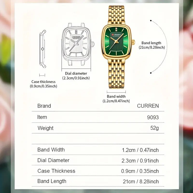 CURREN Women’s Original Stainless Steel Square Subdial Watch