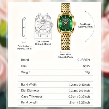 CURREN Women’s Original Stainless Steel Square Subdial Watch