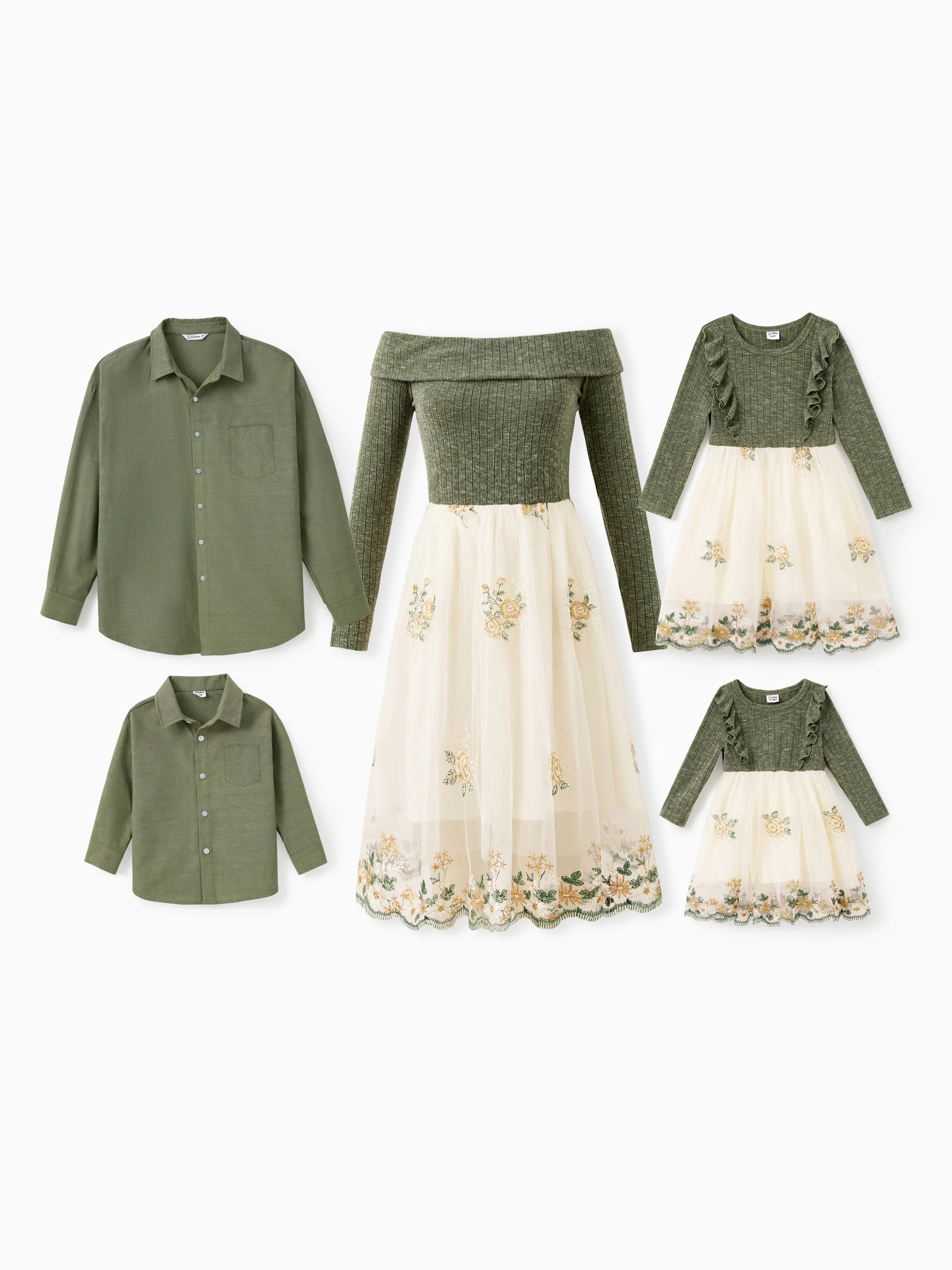 Green Tulle Family Set