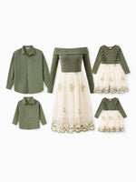 Green tulle family matching outfit set, YelloTee