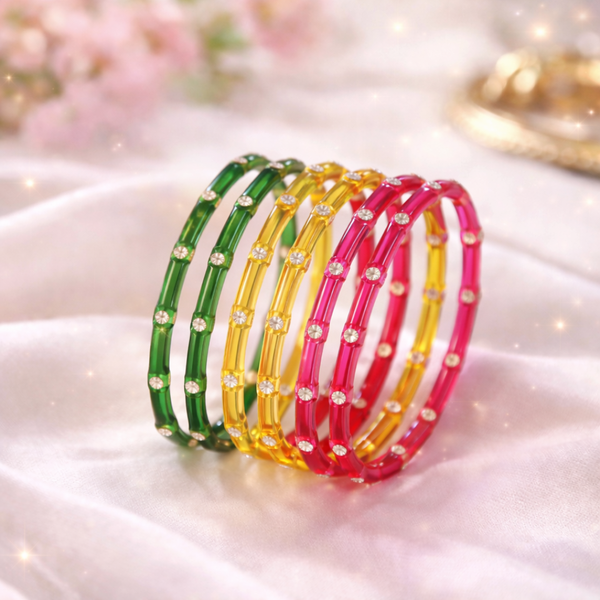 Kashmiri Raindrop Bangles – Multi Color (6 Pieces Set)