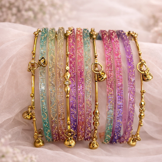 Kashmiri Raindrop Bangles – Multi Color (12 Pieces Set)
