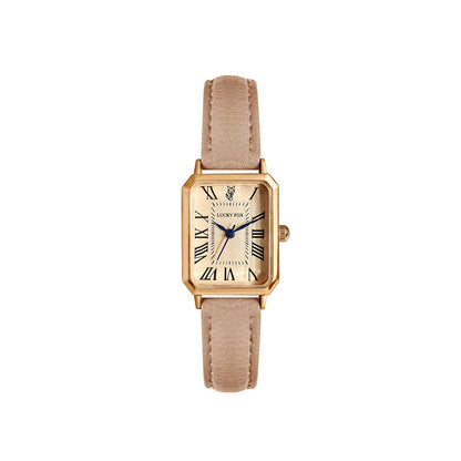 Fashion Retro Digital Dial Square Leather Strap Quartz Wristwatch
