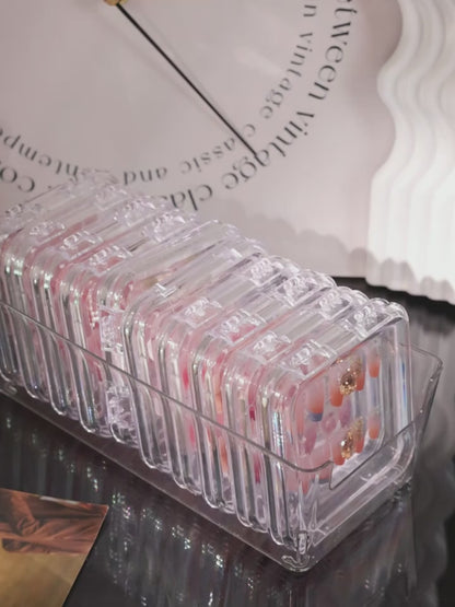 10pcs/11pcs Transparent Wearable Nail Sheets & Multifunctional Storage Display Box