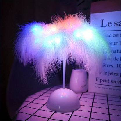 Simulated feather night light with DIY design, battery-powered for home, bedroom, and festive decorations