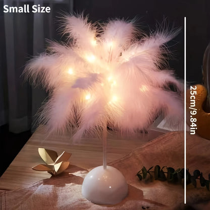 Simulated feather night light with DIY design, battery-powered for home, bedroom, and festive decorations