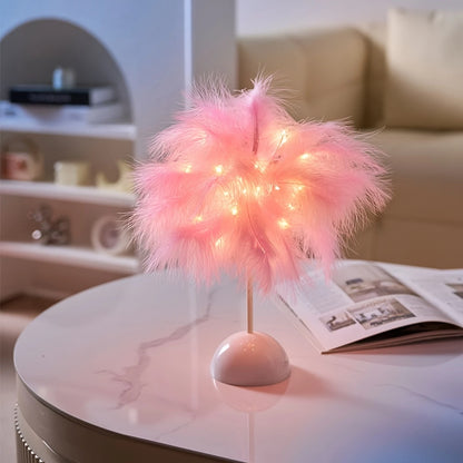 Simulated feather night light with DIY design, battery-powered for home, bedroom, and festive decorations