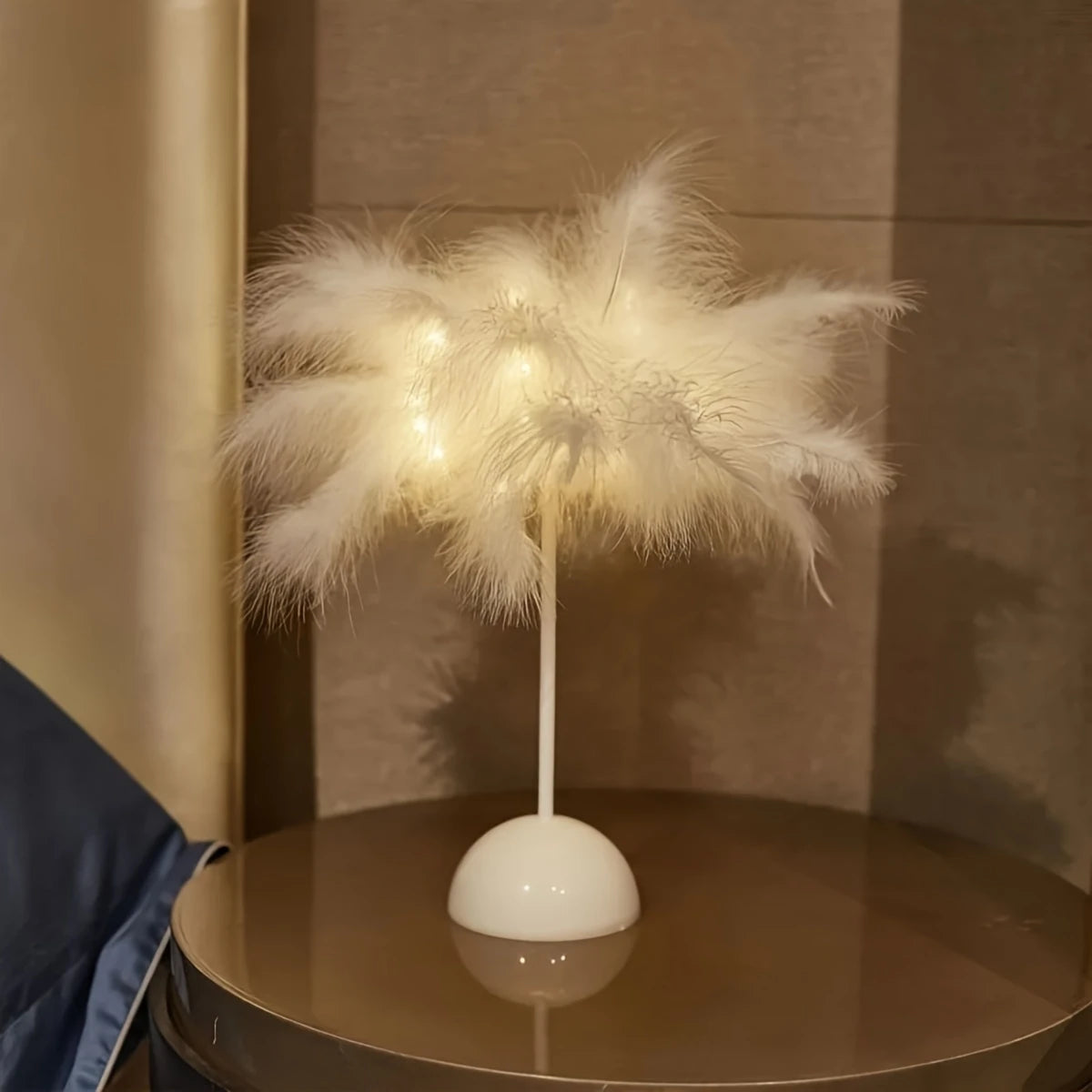 Simulated feather night light with DIY design, battery-powered for home, bedroom, and festive decorations
