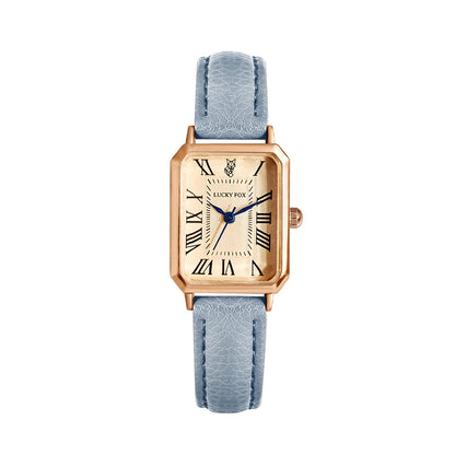 Fashion Retro Digital Dial Square Leather Strap Quartz Wristwatch