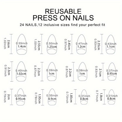288pcs 12 Mixed Solid Medium Long Almond Shape Nail Tips