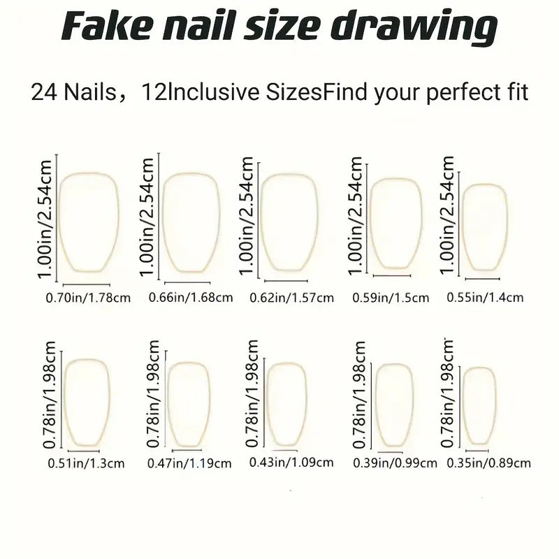 24-Piece Autumn Winter Ballet Shaped Matte Nail Tips – Floral & Leaf Patterns