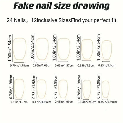 24-Piece Autumn Winter Ballet Shaped Matte Nail Tips – Floral & Leaf Patterns
