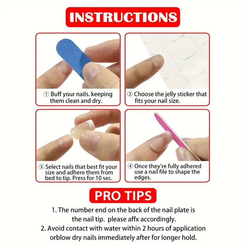24pcs Blue Matte Square Press-On Nails Set – Full Cover Coffin Shape Artificial Nail Tips