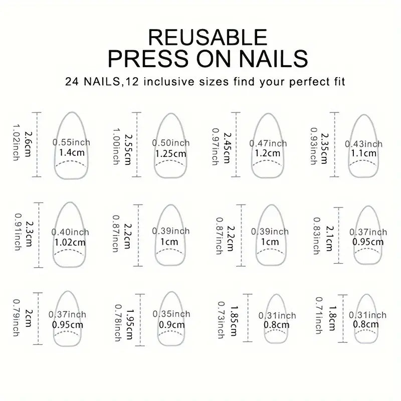 96pcs Long Almond Press-On Nails Gift Set – 4 Colors in Solid Brown Series