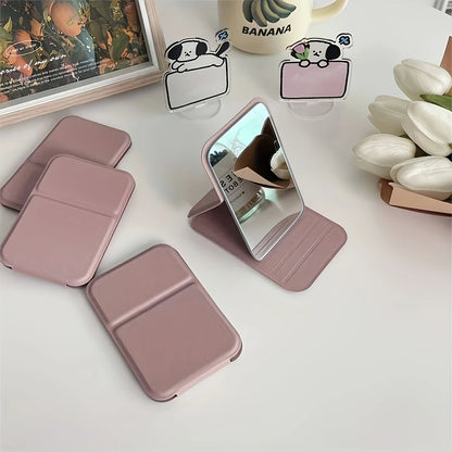 Folding Mini Makeup Mirror with PU Stand
