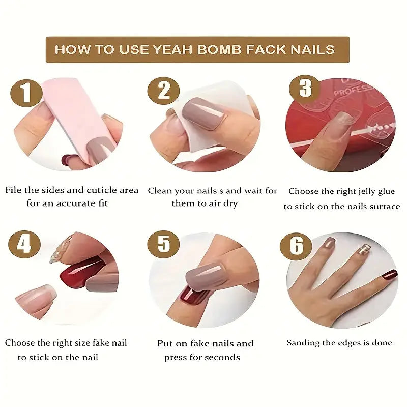 24pcs Mixed Color Oval Press-On Nails – Golden Leaf & Flower Pattern