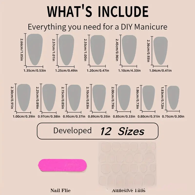 24pcs Mixed Color Oval Press-On Nails – Golden Leaf & Flower Pattern