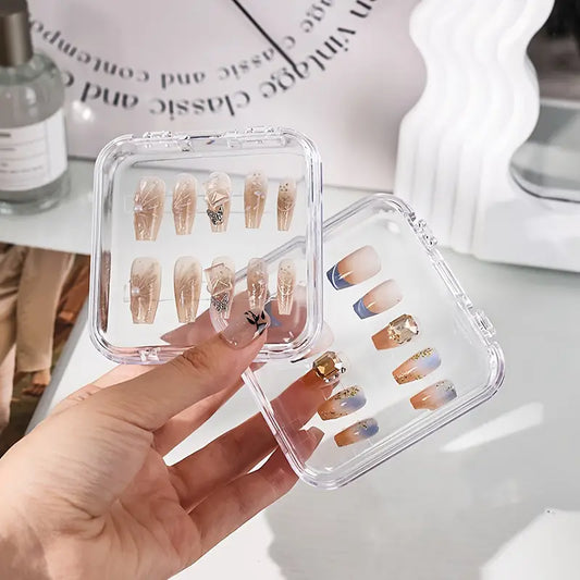 10pcs/11pcs Transparent Wearable Nail Sheets & Multifunctional Storage Display Box