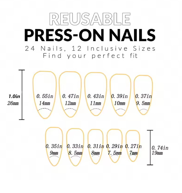 ARTAUG 24PCS Press-On Nails – Short Almond Wine Red High-Saturation Fake Nails