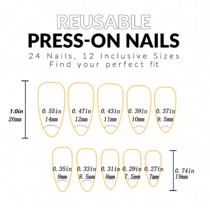 ARTAUG 24PCS Press-On Nails – Short Almond Wine Red High-Saturation Fake Nails