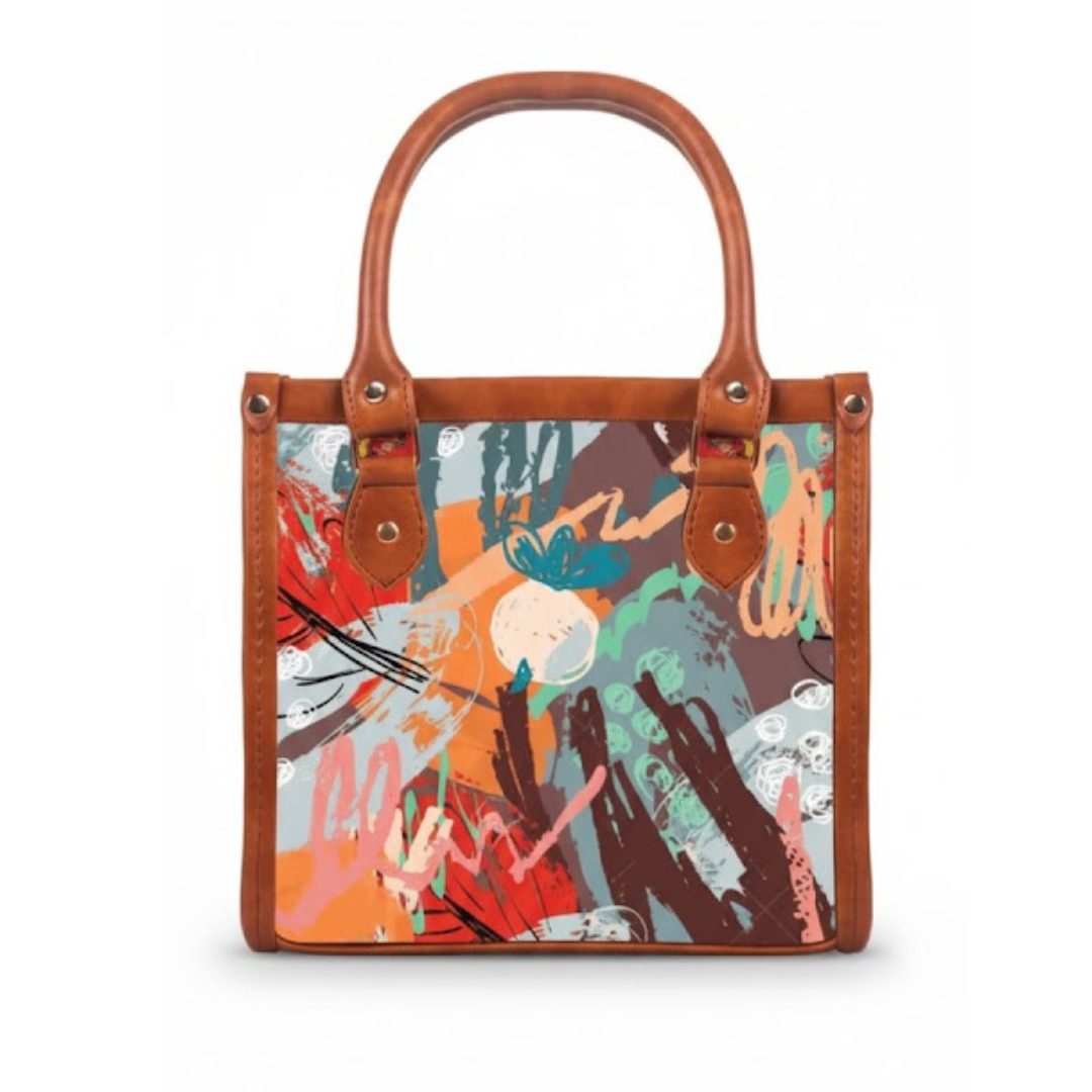 Yellotee Abstract Art Leather Tote Bag for Women