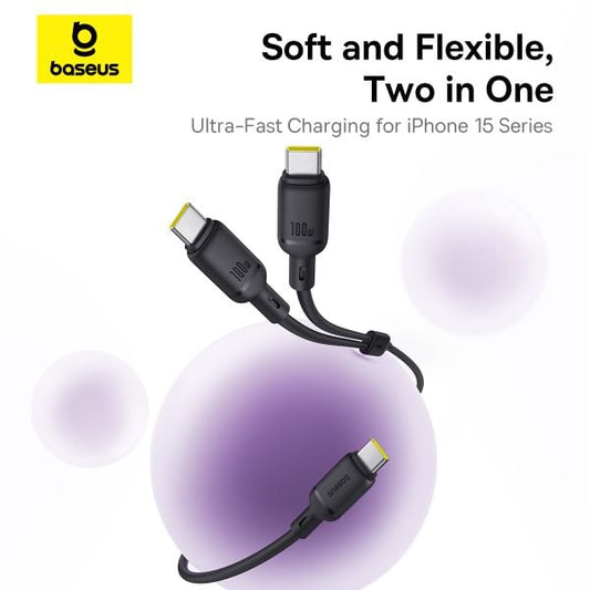 Yellotee Baseus Pudding 100W C to C+C Fast Charging Cable 1.5m
