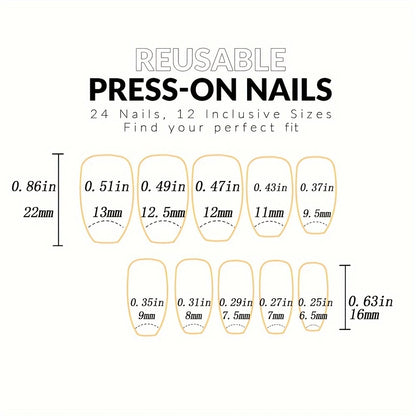 elloTee 24pcs short black glitter almond press-on nails with nail file and glue, perfect for parties and daily wear