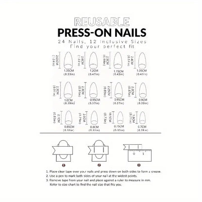 YelloTee 24pcs Brown Almond Press-On Nails with 3D Butterfly Design and Gold Accents – Glossy Fake Nail Set