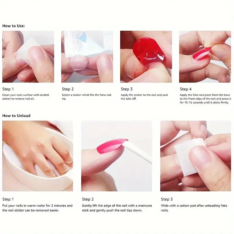 YelloTee 24pcs Brown Heart Press-On Nails – Glossy Medium Square False Nails for Women & Girls