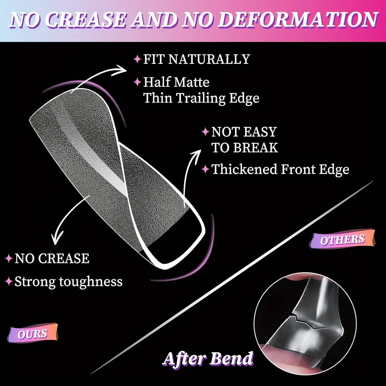 YelloTee 600pcs short coffin nail tips kit with clear and black matte soft gel nails for DIY and salon use.