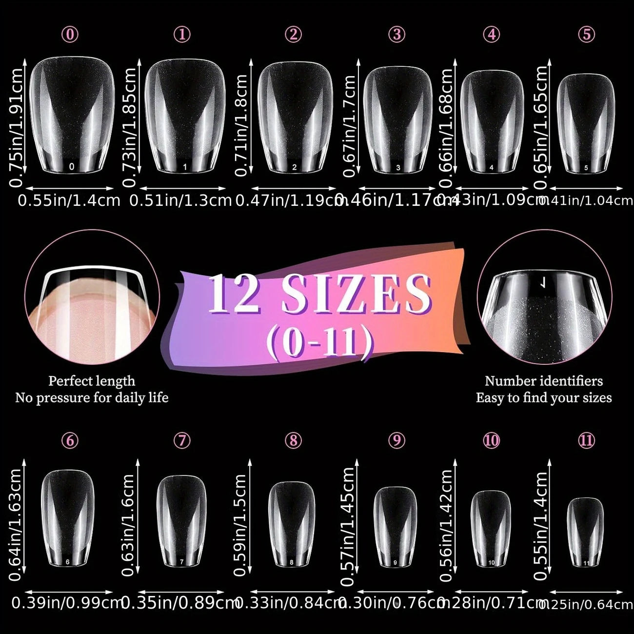 YelloTee 600pcs short coffin nail tips kit with clear and black matte soft gel nails for DIY and salon use.