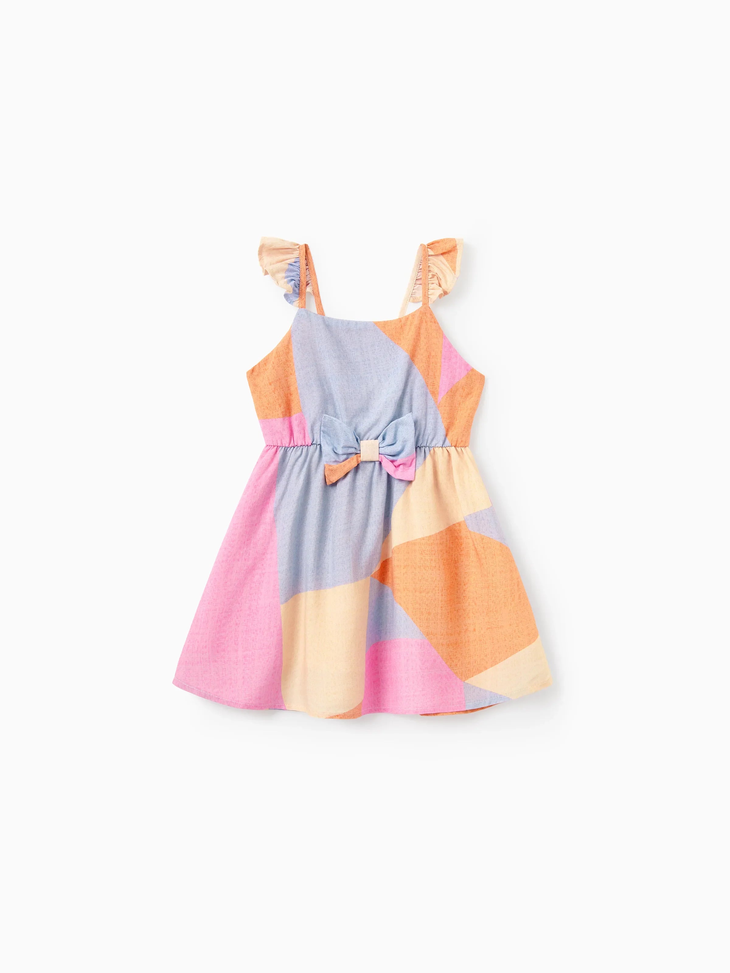 Colorful dress with a bow on a white background