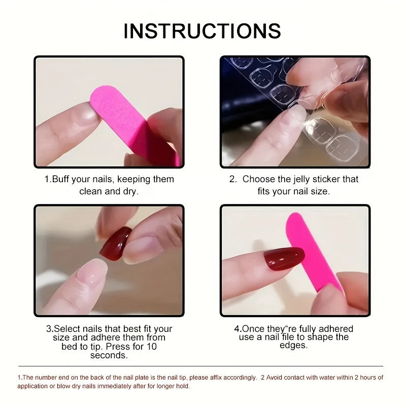YelloTee 24pcs colorful stripes almond press-on nails with French tip design, full-coverage glossy nails with jelly glue and nail file