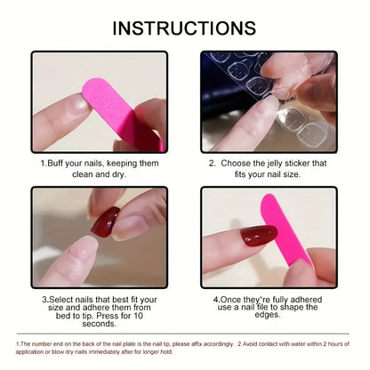 YelloTee 24pcs colorful stripes almond press-on nails with French tip design, full-coverage glossy nails with jelly glue and nail file
