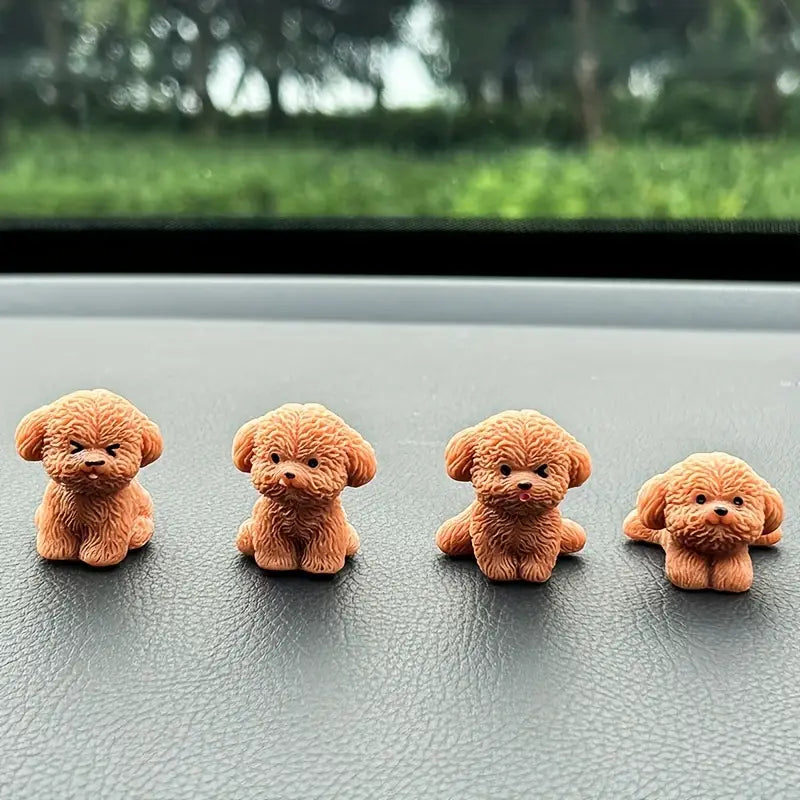 Teddy Dog Dashboard Ornament for Car Interior – Cute Resin Puppy Figurine

