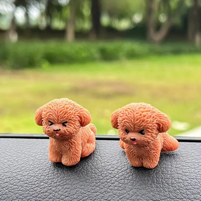 Teddy Dog Dashboard Ornament for Car Interior – Cute Resin Puppy Figurine

