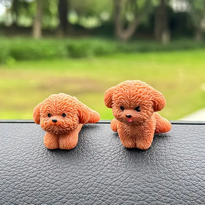 Teddy Dog Dashboard Ornament for Car Interior – Cute Resin Puppy Figurine