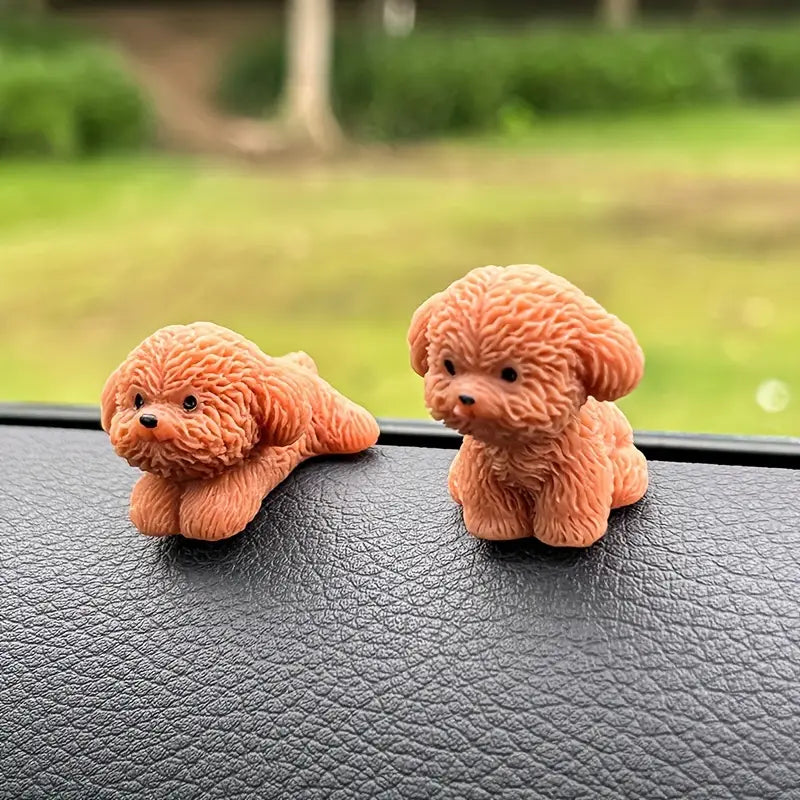 Teddy Dog Dashboard Ornament for Car Interior – Cute Resin Puppy Figurine