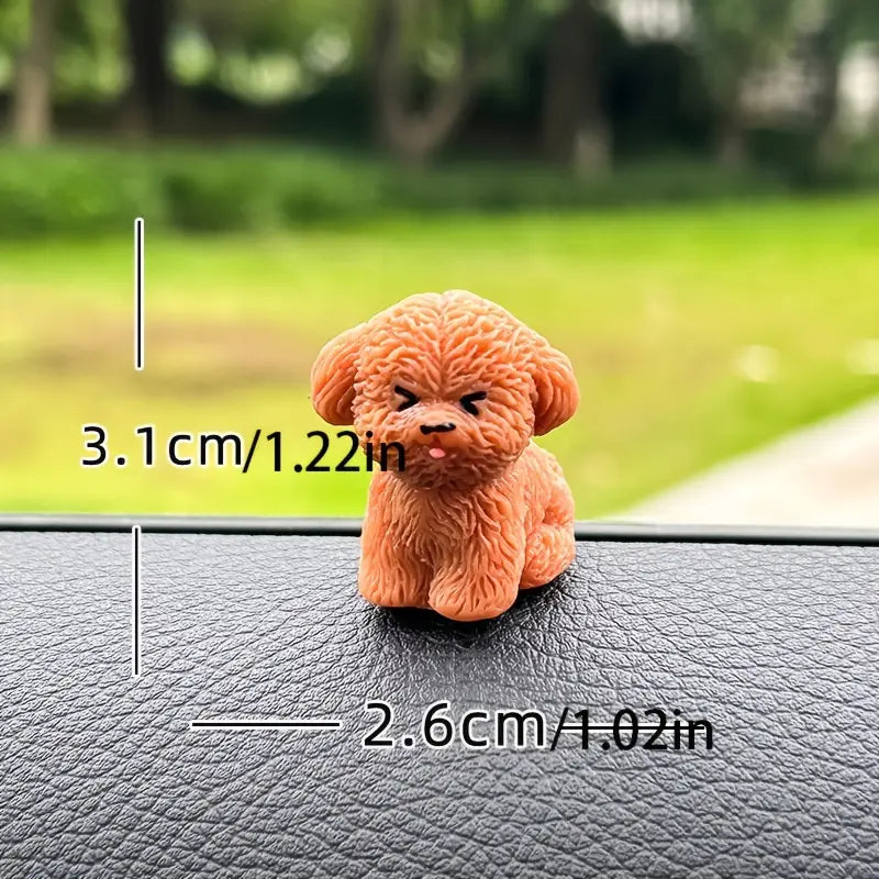 Teddy Dog Dashboard Ornament for Car Interior – Cute Resin Puppy Figurine