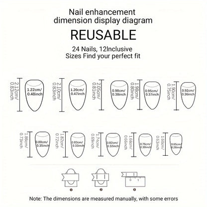 YelloTee 96pcs French almond short press-on nails with DIY nail tools, perfect for women and girls in INS style