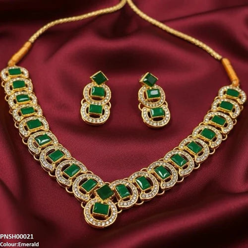 Yellotee FRN Rectangle Round Necklace Set Elegant Jewelry