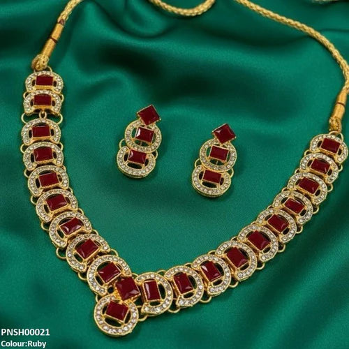 Yellotee FRN Rectangle Round Necklace Set Elegant Jewelry