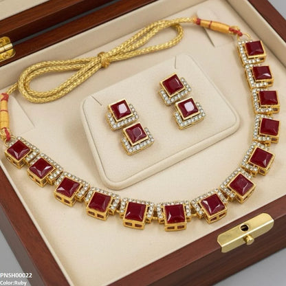 Yellotee FRN Square Necklace Set Elegant Jewelry