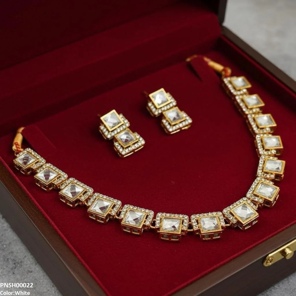 Yellotee FRN Square Necklace Set Elegant Jewelry