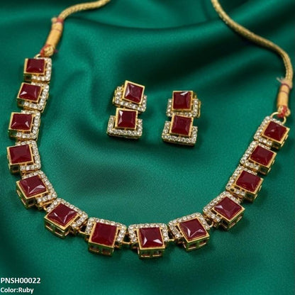 Yellotee FRN Square Necklace Set Elegant Jewelry