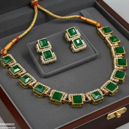Yellotee FRN Square Necklace Set Elegant Jewelry