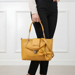 Yellotee Gucci Yellow Leather Handbag with Bow Design