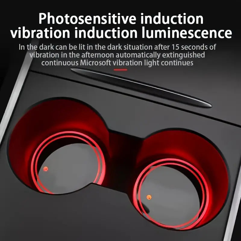 LED car cup holder light with 7 color options and USB charging for car interior decor