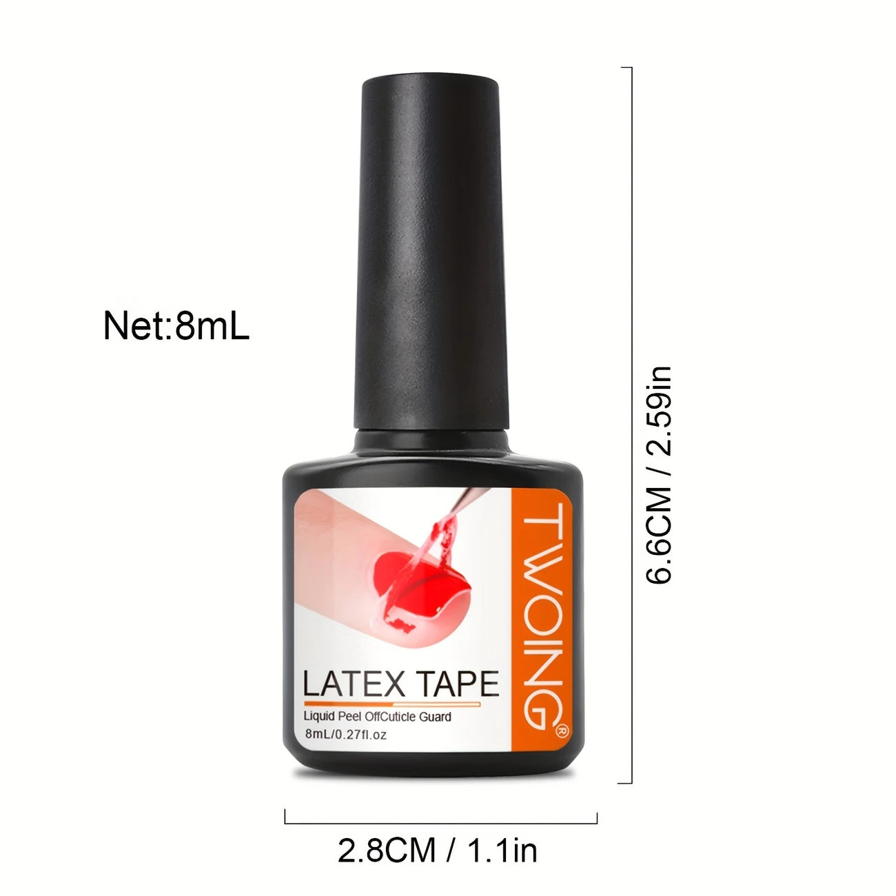 YelloTee 8ml liquid latex nail polish barrier, fast-drying peel-off cuticle protector for nail art without acetone.